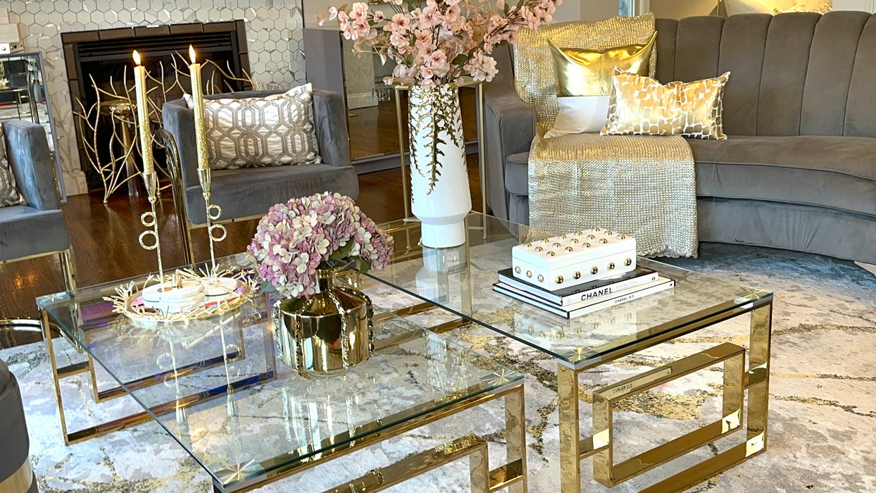White Decorative Box With Shiny Gold Ball Design