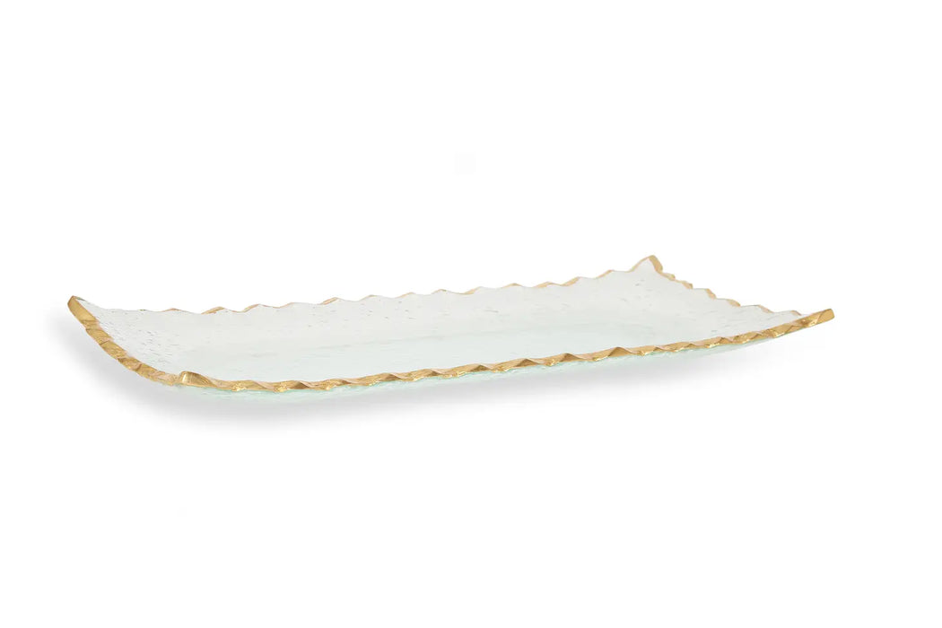 Glass Oblong Tray With Gold Edge - GT2142