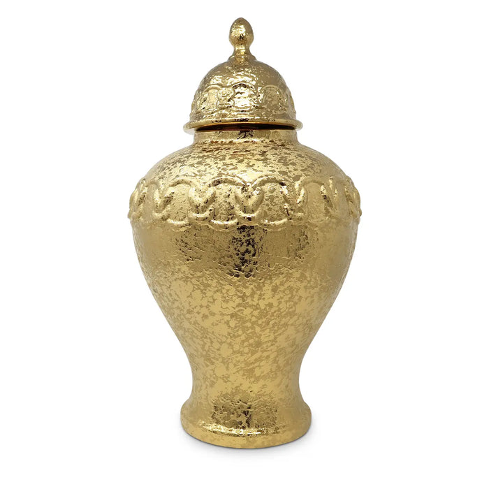 Gold Ginger Jar with Gold Chain Detail