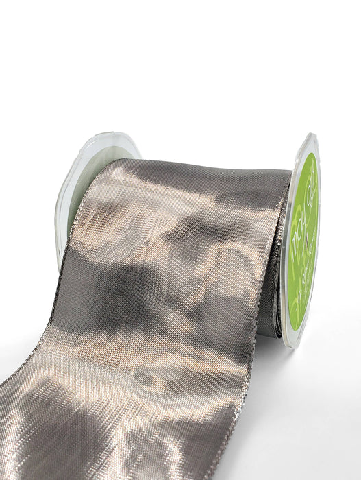 3¾" Silver Woven Metallic Shimmer Wired Ribbon