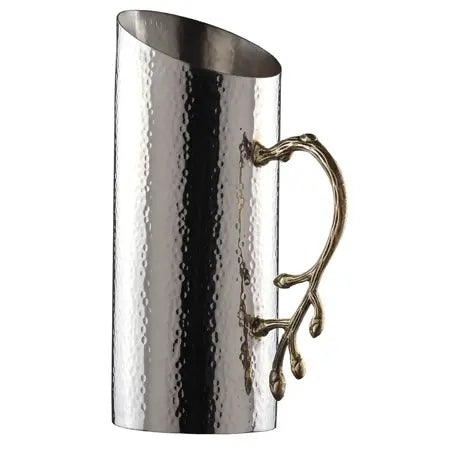 SS Gld Leaf Handle Pitcher