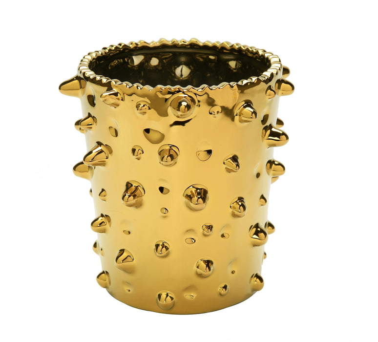 Gold Bud Vase with Dimensional Dot Design